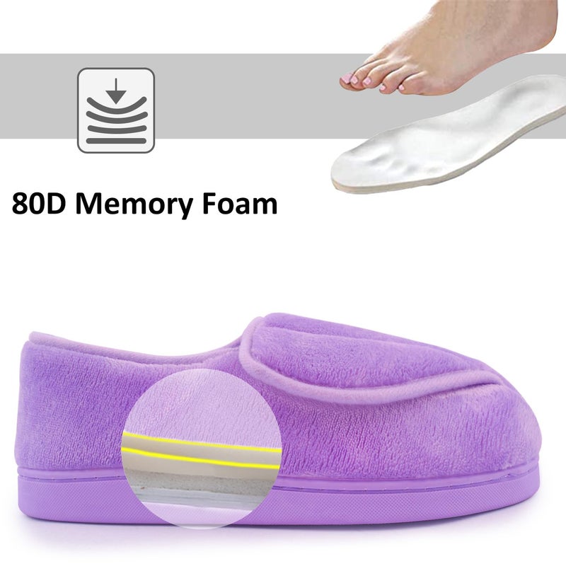 Git-up Women Soft wide Slippers Memory Foam Closed Toed Diabetic Arthritis Edema House Slippers - Image 4